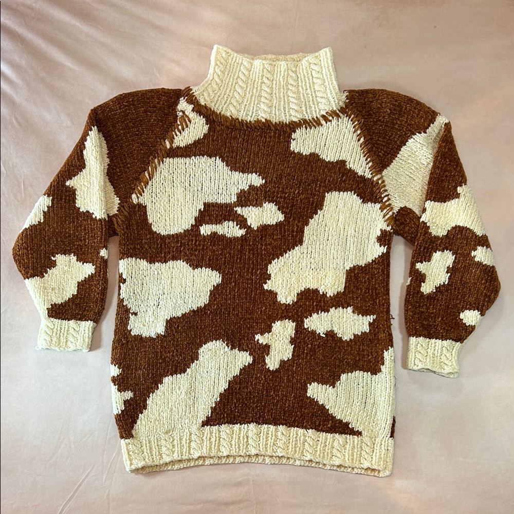 80s vintage western Tamblyn Brown cow print sweater